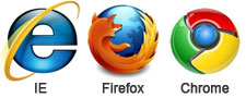 Internet Explorer, Firefox, Chrome